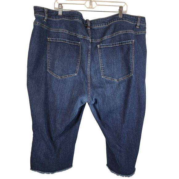 Lane Bryant Whiskering Frayed Hem Girlfriend Crop Women's Jeans 26 - Picture 2 of 5